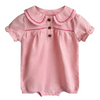 Retrokid Linen Ric Rac Baby Romper Pink