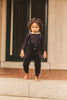 Little Parni Baby Velour Plum Overall + Logo Turtleneck Set K449