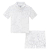 Mann Jaquard White/Blue Shirt Set