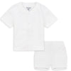 Blumint Textured V-Neck Snaps White Set