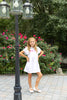 Mode Avant Paris White Dress with Hotpink Smocking