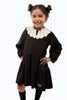 Retrokid Mae Knitted Removable Collar Short Black Dress
