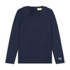 Retrokid Mae Ribbed Collar Navy Tshirt