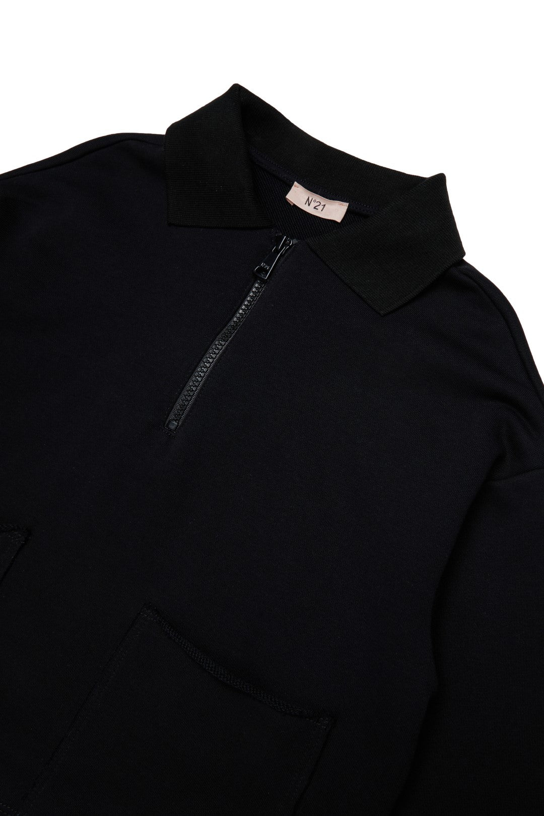 N°21 FELPA - SWEATSHIRT No. 21 Black Felpa Half Zip Sweatshirt | Macaroni Kids