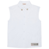 No. 21 Sleeveless White Shirt with Jewel Collar