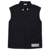 No. 21 Sleeveless Black Shirt with Jewel Collar
