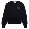No. 21 Knit With Twisted Hem Black Sweater