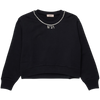 No. 21 Jeweled Trim And Logo Black Sweatshirt