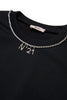 No. 21 Jeweled Trim And Logo Black Sweatshirt