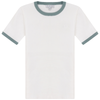 Mann Accent Trim Ribbed Shortsleeve White/Mint Sweater