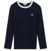 Mann Accent Trim Ribbed Longsleeve Navy/White Sweater