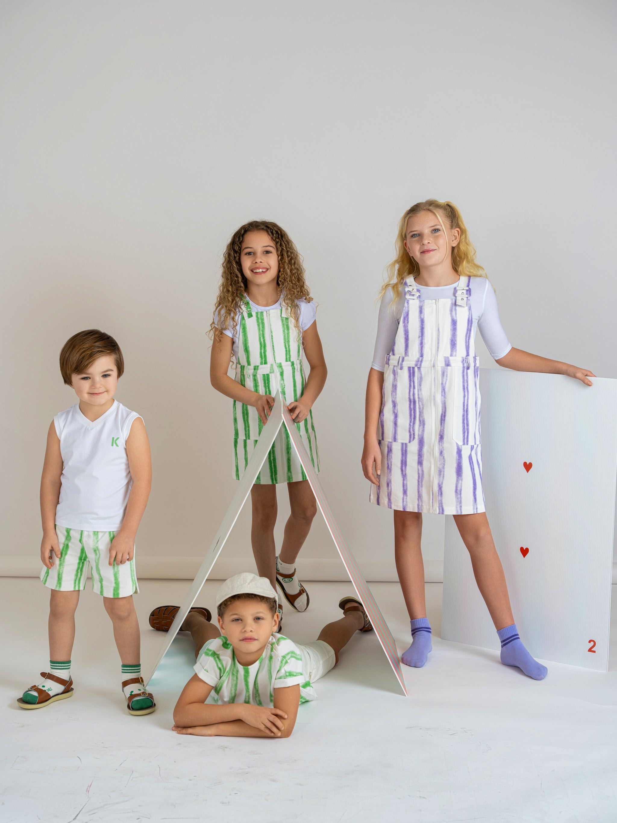Kix Striped Denim White/Green Jumper | Macaroni Kids