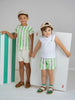 Kix Striped Denim Baby Boy White/Green Set