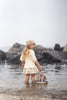 Blumint Cable Knit And Taffeta Cream Low Waist Dress