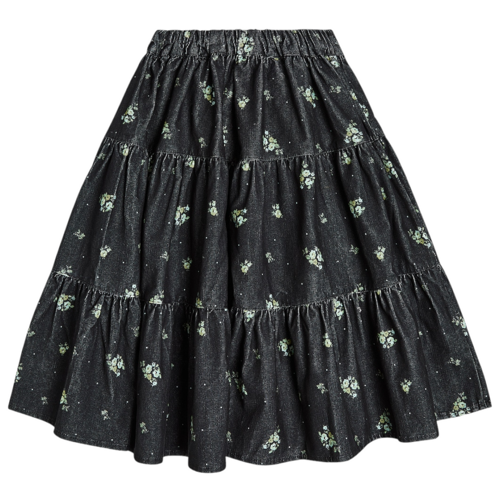 Cera Una Volta MaryJane Black Flower Skirt