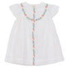 Mini P Crossed Stitched Embroidedred Linen White Dress