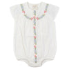 Mini P Baby Girl Cross Stitched Embroidered Linen White Romper