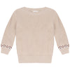 Mini P Chunky Knit Round Neck Cream Sweater.
