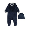 Pouf Velour Varsity Midnight Blue Footie