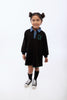 Retrokid Remy Collar Black Dress with Green Hem Stitching