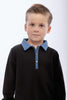 Retrokid Remy Denim Collar Boys Black Polo with Green Stitching