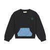 Retrokid Remy Kangaroo Pocket Black Sweatshirt with Green Detail