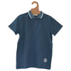 RetroKid Rubber Logo Short Sleeve Denim Blue Polo Tee