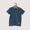 RetroKid Rubber Logo Short Sleeve Denim Blue Polo Tee