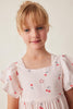 Tocoto Vintage Cherries Printed Short Sleeve Long Pink Dress
