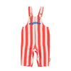 Piupiuchick Red & White Stripes W/ "Eighties" Print Baby Dungarees