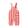 Piupiuchick Red & White Stripes W/ "Eighties" Print Baby Dungarees