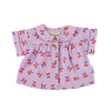 Piupiuchick Purple & White Checkered W/ Cherries Peter Pan Collar Shirt