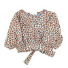 Piupiuchick Ecru W/ Animal Print Cropped Blouse W/ Balloon Sleeves