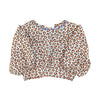 Piupiuchick Ecru W/ Animal Print Cropped Blouse W/ Balloon Sleeves