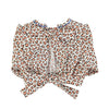 Piupiuchick Ecru W/ Animal Print Cropped Blouse W/ Balloon Sleeves