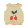 Piupiuchick Sand W/ Cherry Print Sleeveless Top