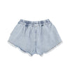 Piupiuchick Washed Blue Denim Short W/ Fringes