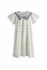 Pernille Sylvie Ivory Cotton Smocked Dress with Embroidered Flowers