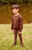 Little Parni Boys Pocket Sleeve Brown Sweatshirt K709