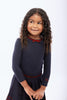 Retrokid Stella Girls Ribbed Knit Navy Bow Detail Sweater