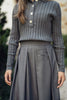 NdotM Pleated Wool Twill Grey Skirt