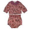 Emile et Ida Orchid Crochet Collar Orchid Rose Blouse + Bloomer SET