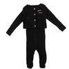 Little Parni Baby 2 Pc Ribbed Stretchy w Rhinestone Black Cardigan K451