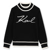 Karl Lagerfeld Kid Girl "Mini Me" High Collar Signature Black Sweater