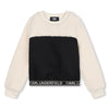 Karl Lagerfeld Kid Girl With Faux Fur And Logo Band Noir Ecru Sweatshirt