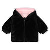 Karl Lagerfeld Baby Girl Reversible In Faux Fur Rose Noir Jacket