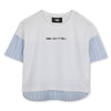 Karl Lagerfeld Girls Logo Bi Material White Blue Blouse