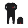 Little Parni Baby Heart Logo Stretchy black Footie K479