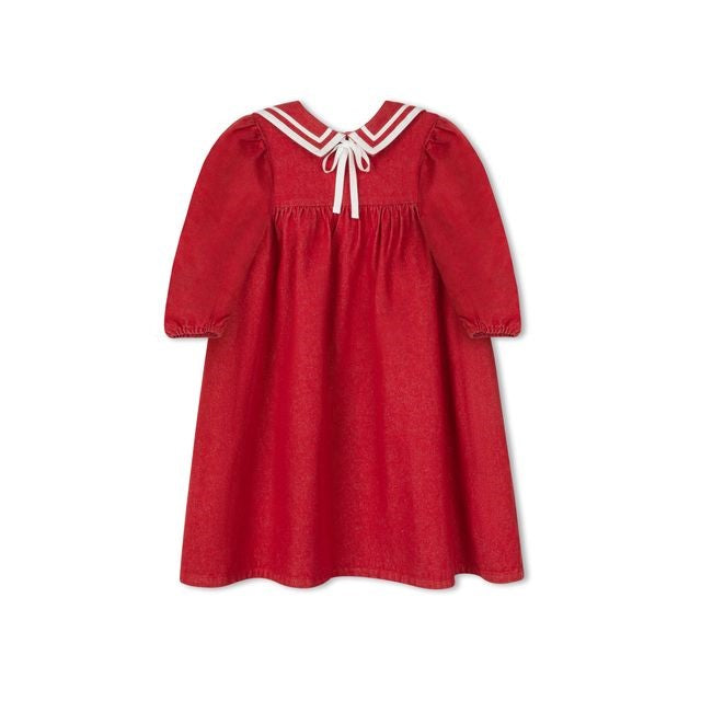 Madeleine Girl Longsleeve Red Sailor Dress | Macaroni Kids Madeleine Girl Longsleeve Red Sailor Dress | Macaroni Kids