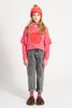 Piupiuchick Strawberry pink w/ red apple print Terry cotton sweatshirt